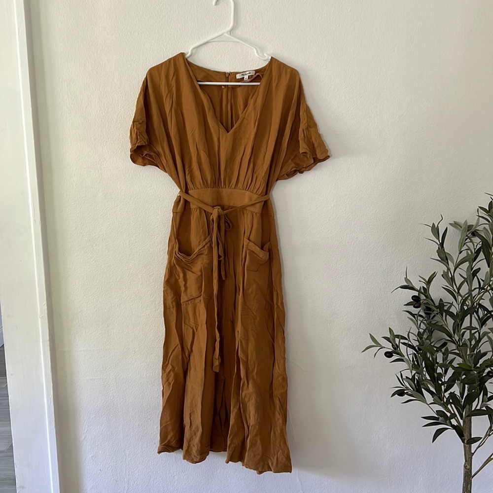 Madewell Midi Dress in Rust Brown